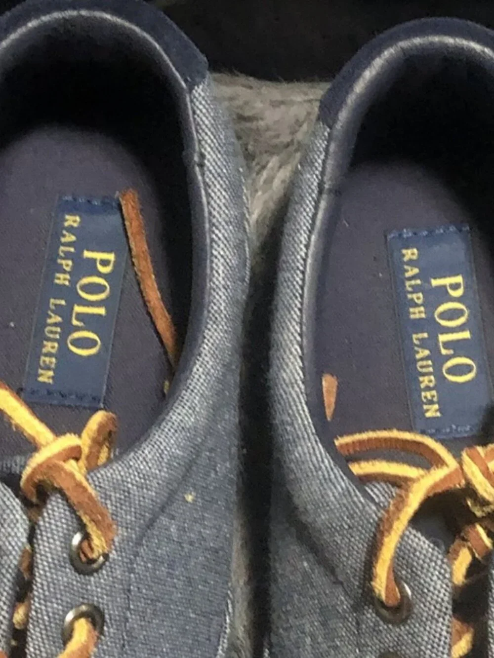 Ralph Lauren Men's Vaughn Boat Shoes in Dark Blue Sweatshirt Fleece, Size 9.5